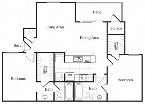 Valley Ridge Apartments in Lewisville, Texas B2 Floor Plan